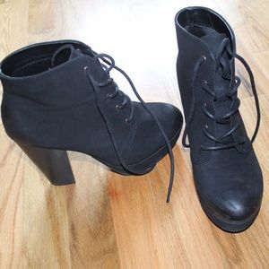Black Chunky Lace-Up Heels